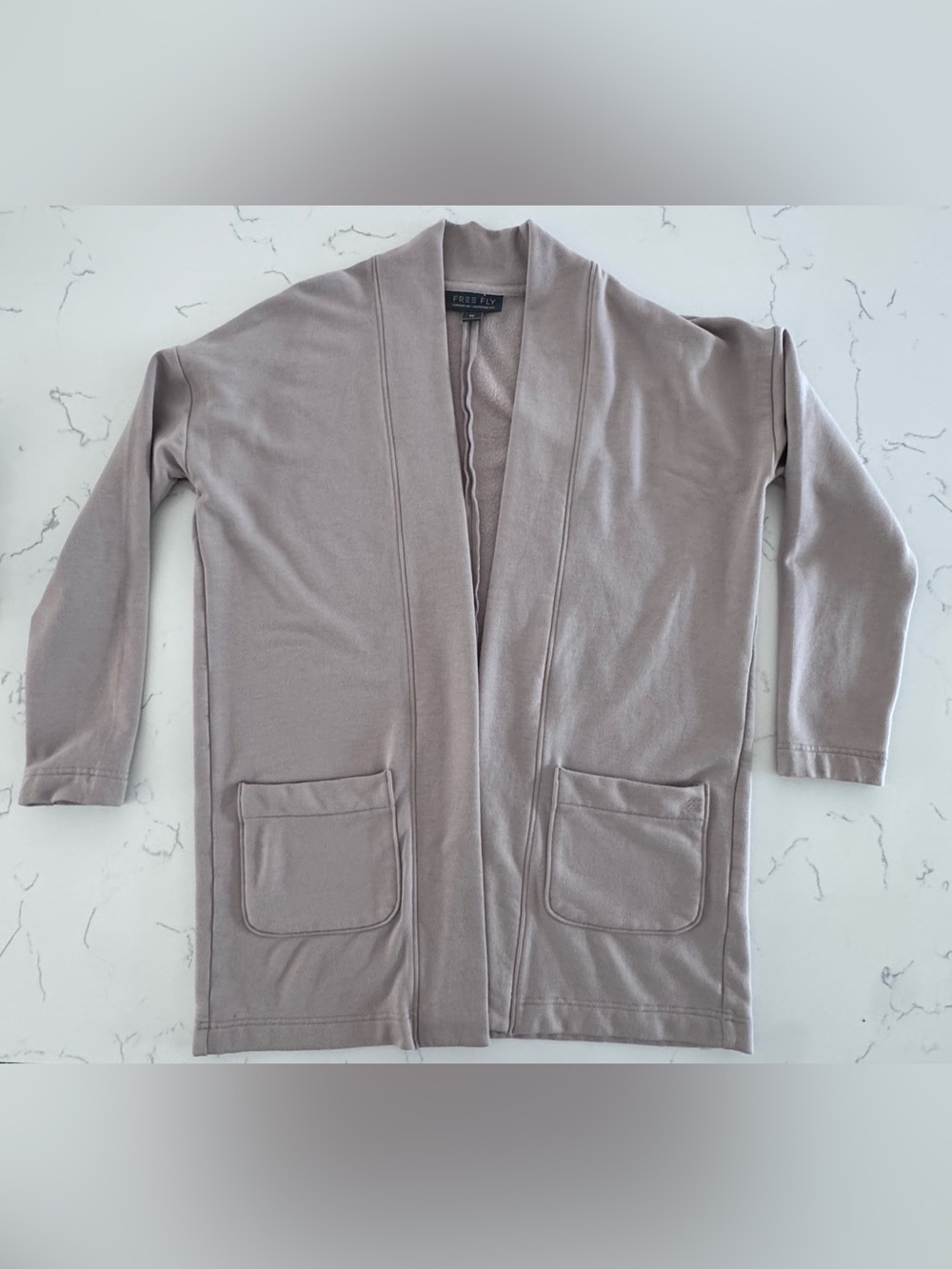 Free Fly Women’s Bamboo Fleece Open Front Cardigan Wrap Size M Heather Mink - Picture 4 of 10